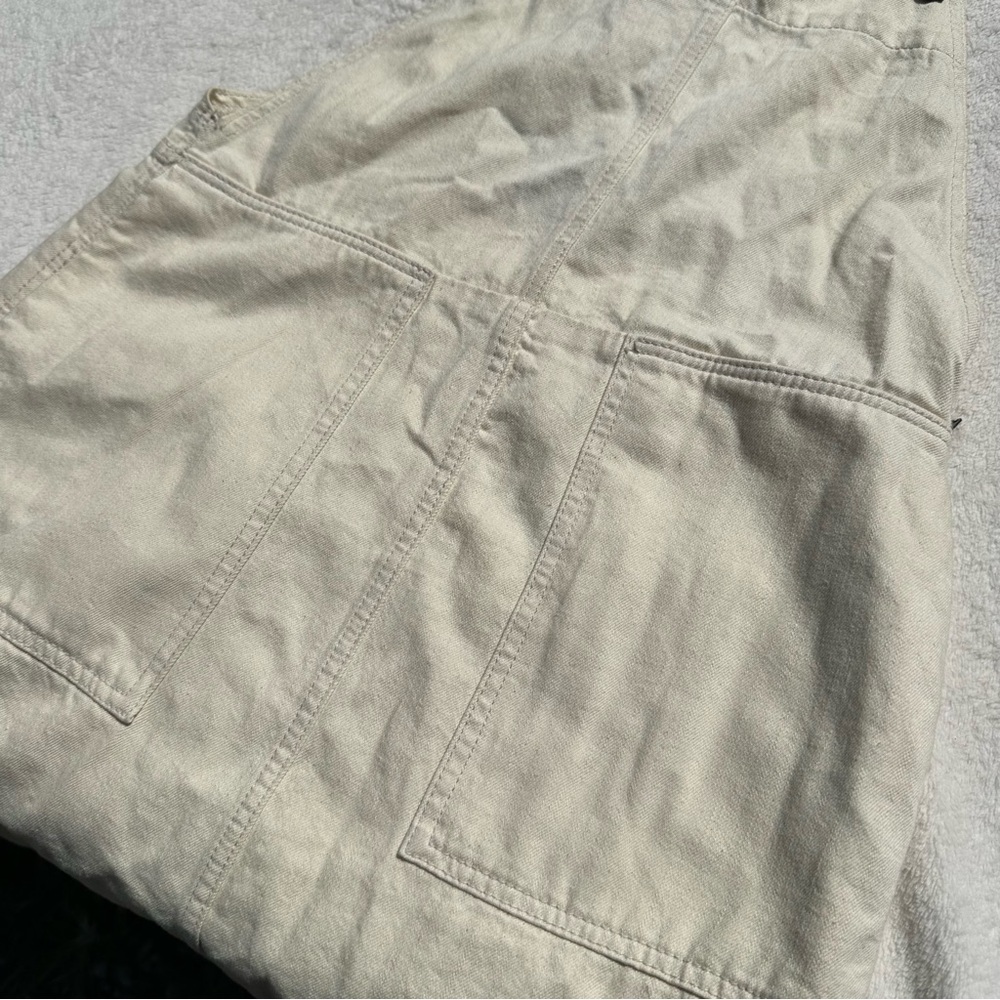 EU Zara TRF Cream Denim Overall Pinafore Midi Dress - Picture 12 of 16